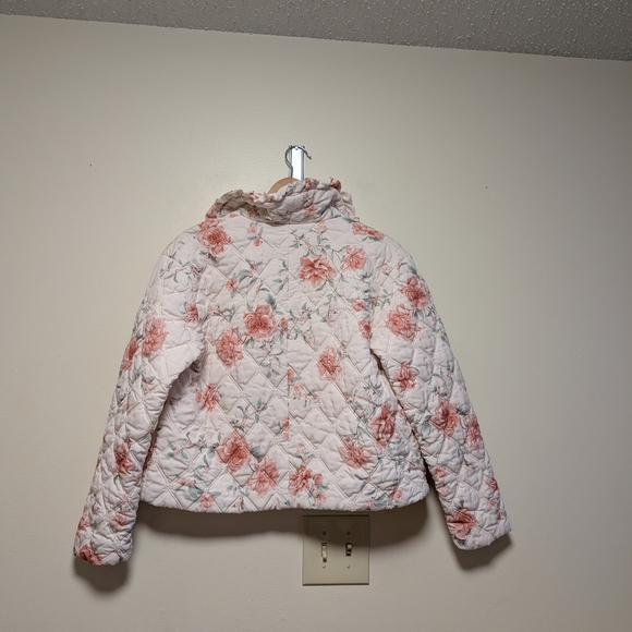 Storia Women’s Large Floral Quilted Jacket Pink Ivory - Picture 2 of 5